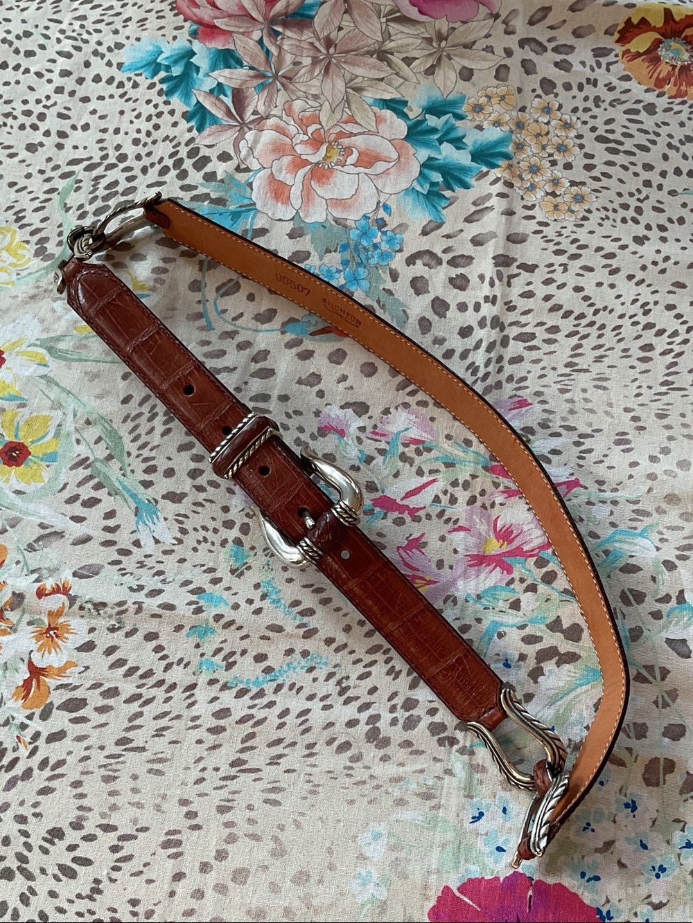 Brighton Brown Leather Belt with Silver Buckles